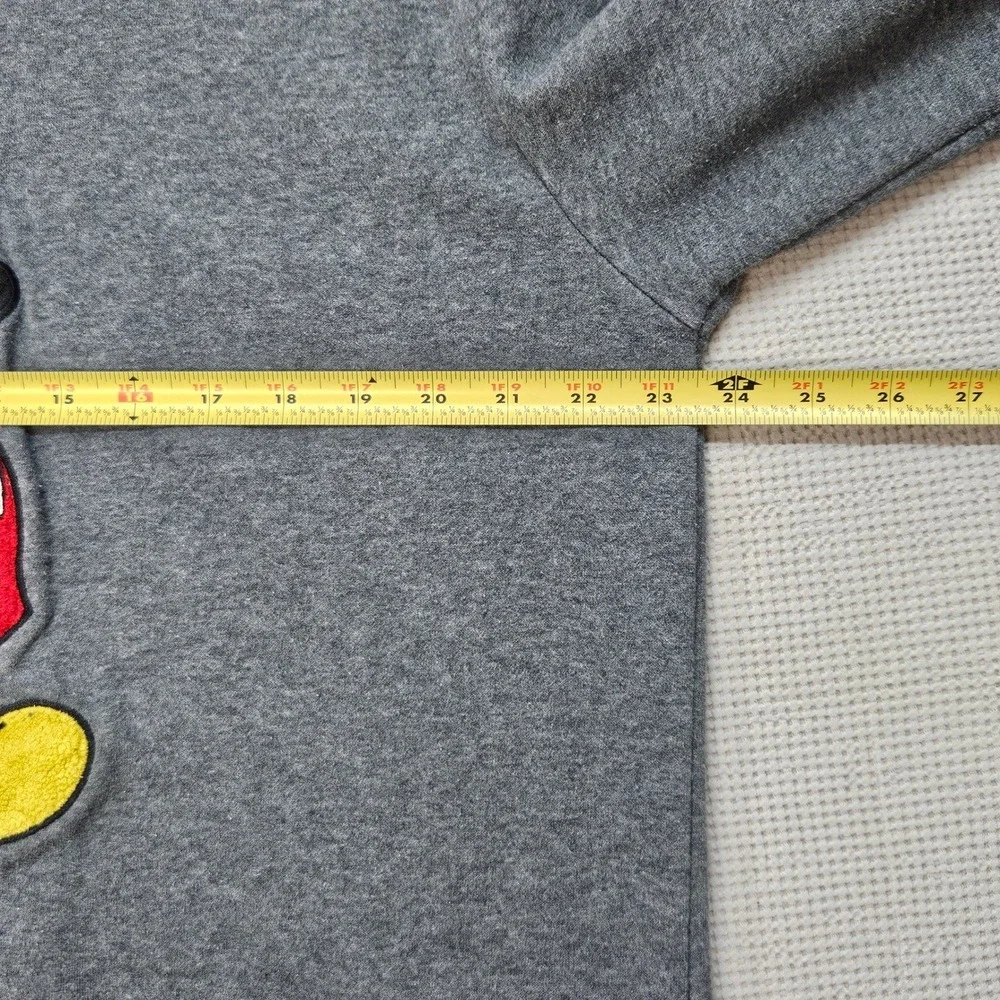 Disney Mickey Mouse Charcoal Gray Chenille Patch High-Low Sweatshirt XXL MYSJMX9